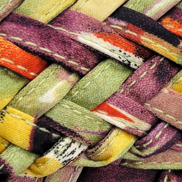 Rainbow Braided Belt Yellow Purple Silky Fabric Woven Large Circle Buckle Large - Picture 3 of 12